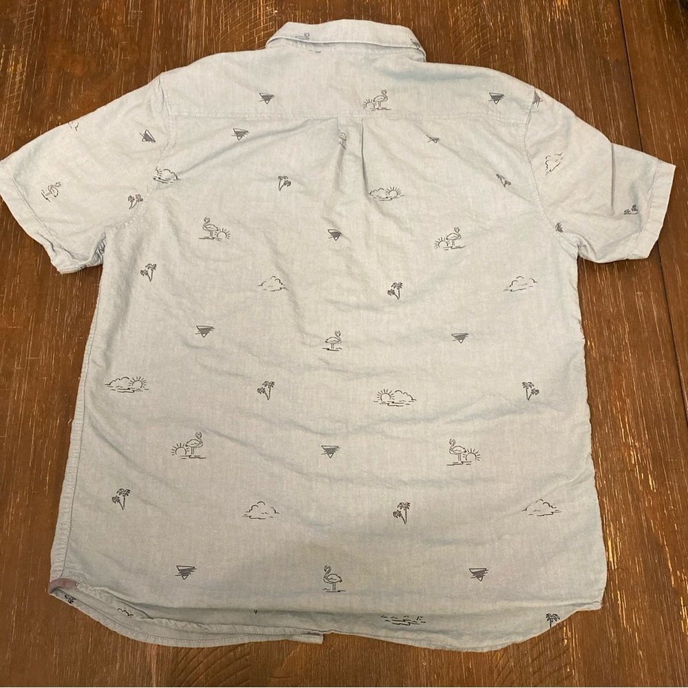 VANS Shirt Adult XL Light Blue Flamingo All Over Print Casual Mens Skater - Picture 8 of 10